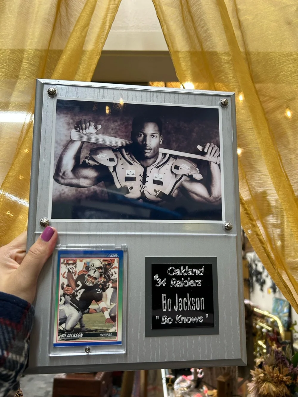 custom plaque photo of multi-sport star Bo Jackson wall art bar man cave decor